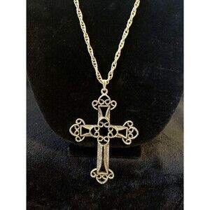 1973 Sarah Coventry Limited Edition Signed Large Cross Necklace Rare Collectible